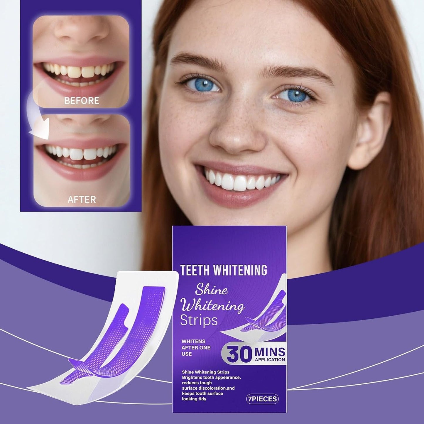 Bande Blanchiment Dentaire Violet, Bandes Blanchissantes Dents Violettes, Teeth Whitening Strips, Élimine Taches Café/Thé/Vin, 30 Minutes De Résultats Visibles Rapidement (2)
