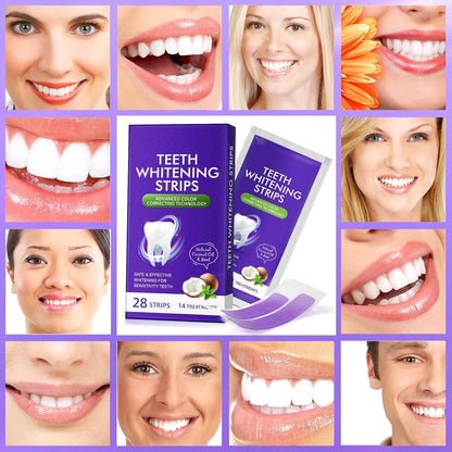 Bandes De Blanchiment Pourpre, Bandes De Blanchiment Professionnel Des Dents 14 Packs 28 Pcs, Technologie De Bande Sèche Antidérapante Sûre Pour Les Dents plus Blanches, 30 Minutes De Résultats Rapide