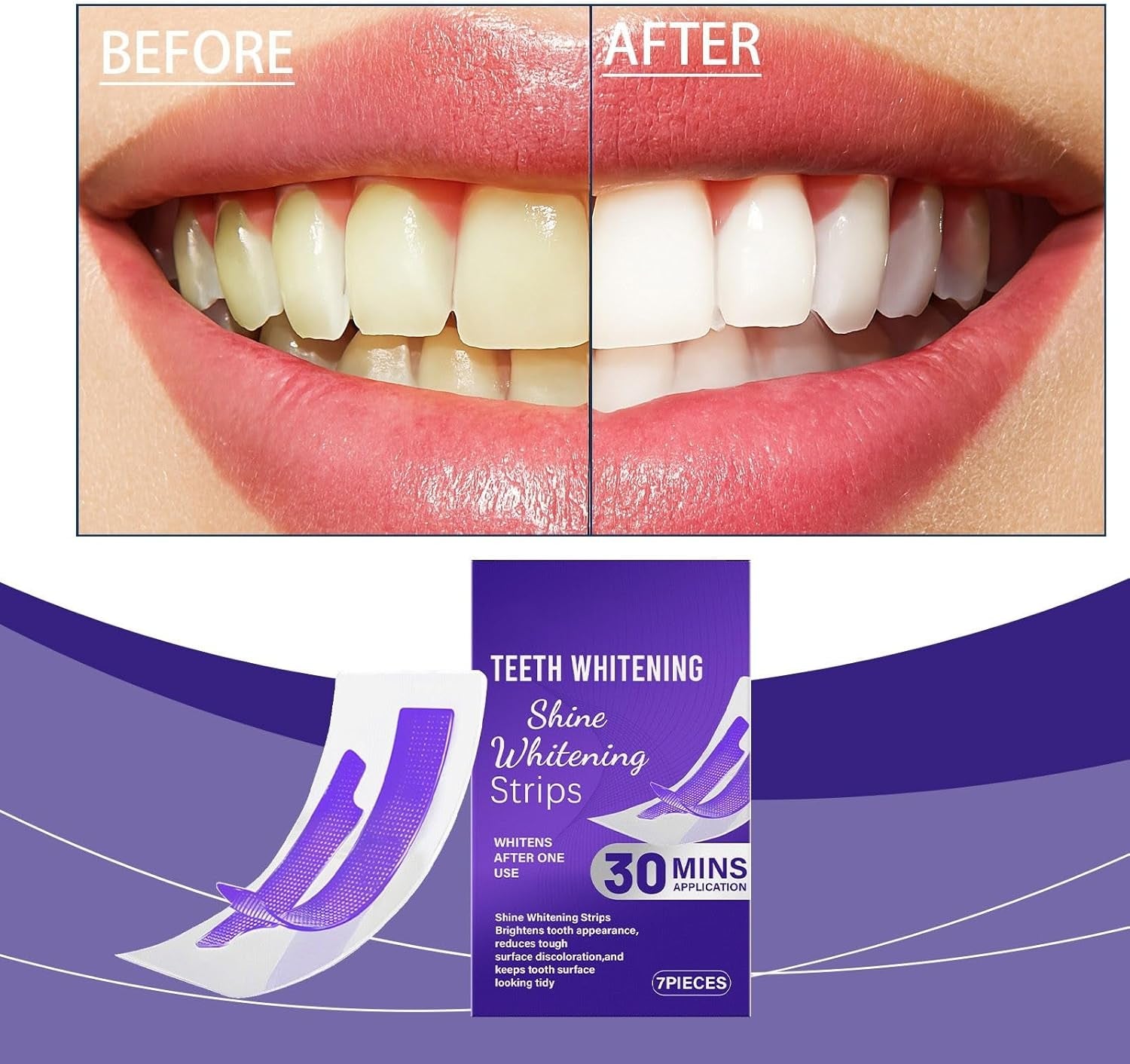 Bande Blanchiment Dentaire Violet, Bandes Blanchissantes Dents Violettes, Teeth Whitening Strips, Élimine Taches Café/Thé/Vin, 30 Minutes De Résultats Visibles Rapidement (2)