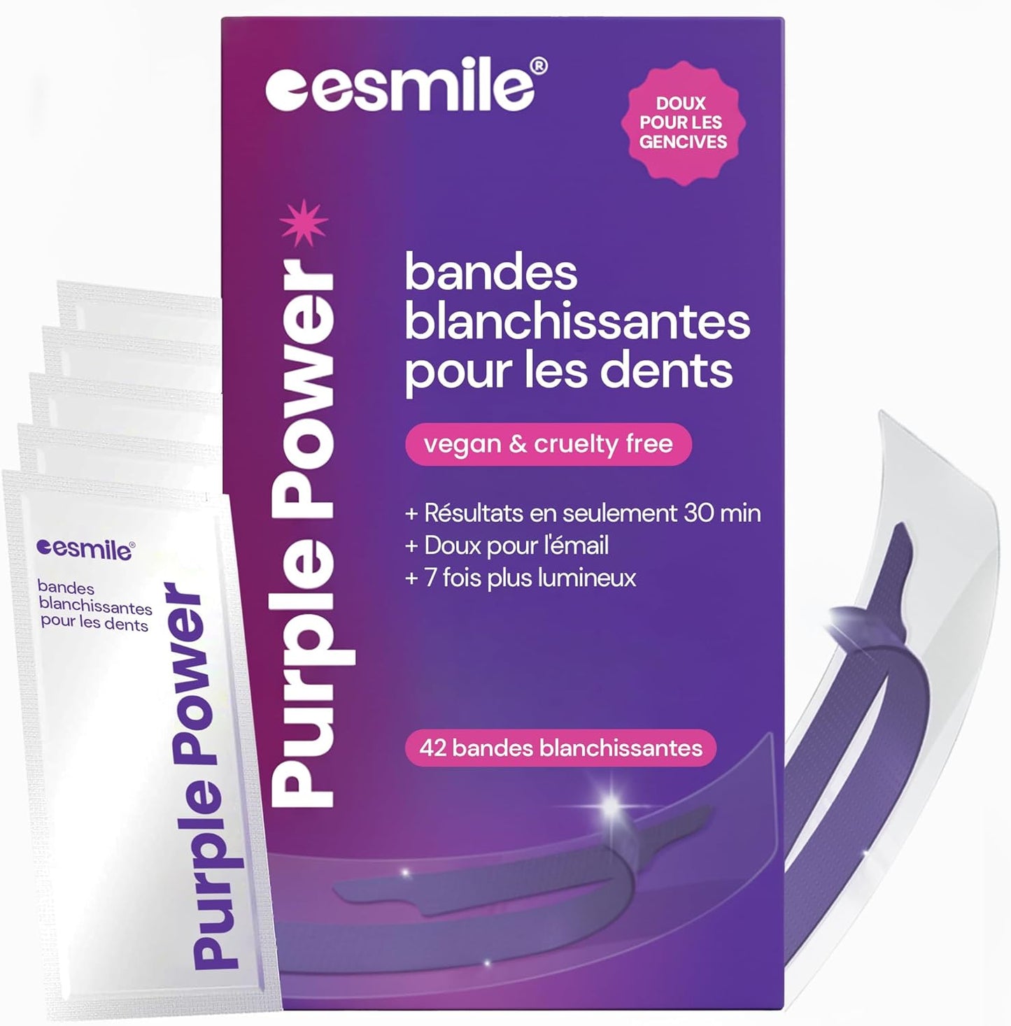 Bandes Blanchissantes Violettes – 21 Traitements | Éclaircissement Instantané Sans Peroxyde | Neutralise Le Jaune Et Illumine Le Sourire (42)