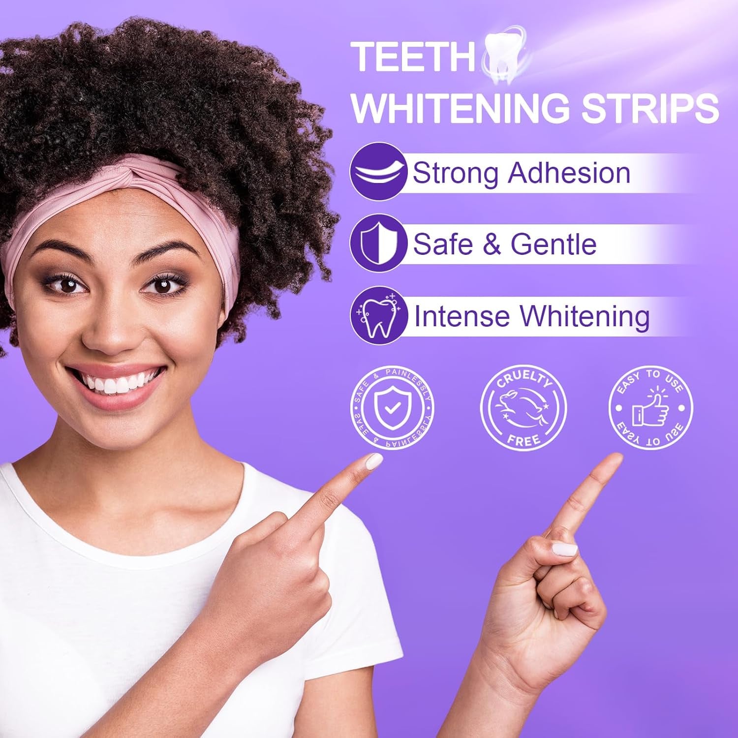 Bandes De Blanchiment Pourpre, Bandes De Blanchiment Professionnel Des Dents 14 Packs 28 Pcs, Technologie De Bande Sèche Antidérapante Sûre Pour Les Dents plus Blanches, 30 Minutes De Résultats Rapide