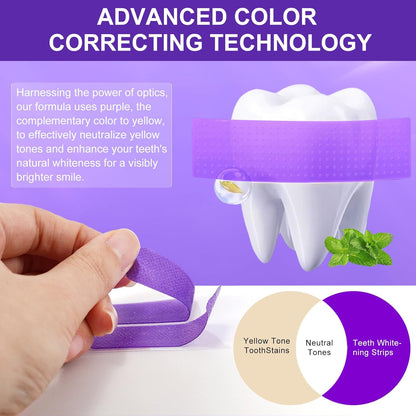 Bandes De Blanchiment Pourpre, Bandes De Blanchiment Professionnel Des Dents 14 Packs 28 Pcs, Technologie De Bande Sèche Antidérapante Sûre Pour Les Dents plus Blanches, 30 Minutes De Résultats Rapide