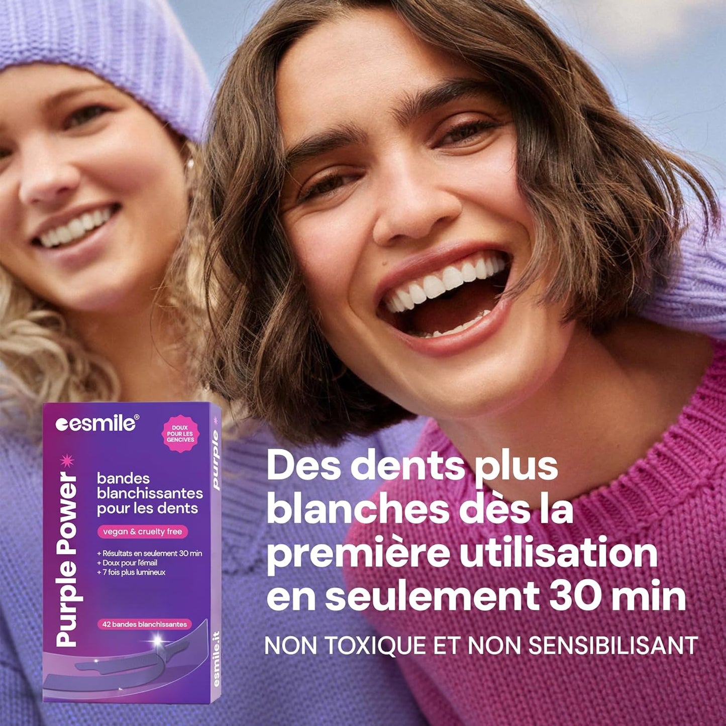 Bandes Blanchissantes Violettes – 21 Traitements | Éclaircissement Instantané Sans Peroxyde | Neutralise Le Jaune Et Illumine Le Sourire (42)