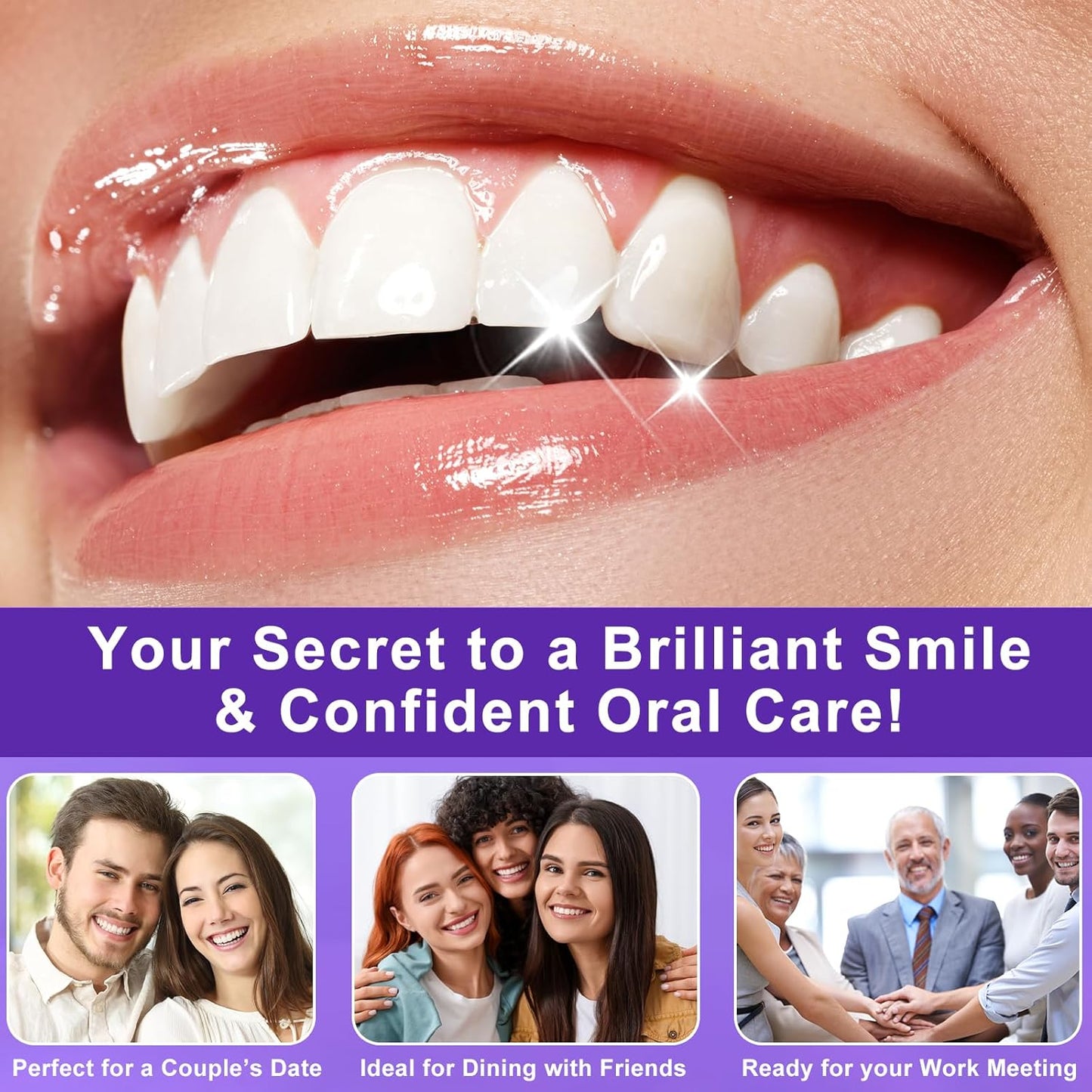 Bandes De Blanchiment Pourpre, Bandes De Blanchiment Professionnel Des Dents 14 Packs 28 Pcs, Technologie De Bande Sèche Antidérapante Sûre Pour Les Dents plus Blanches, 30 Minutes De Résultats Rapide